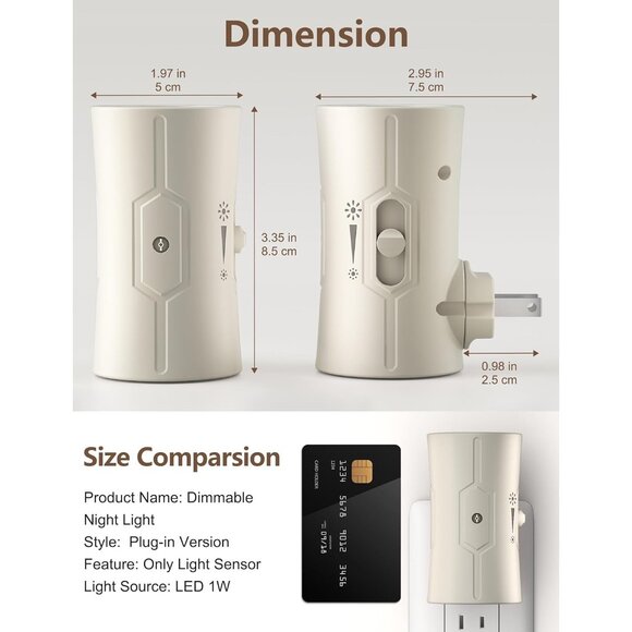 Night Light, LED Night Lights Plug into Wall, [2 Pack] Warm White  Adjustable Br - Picture 3 of 8